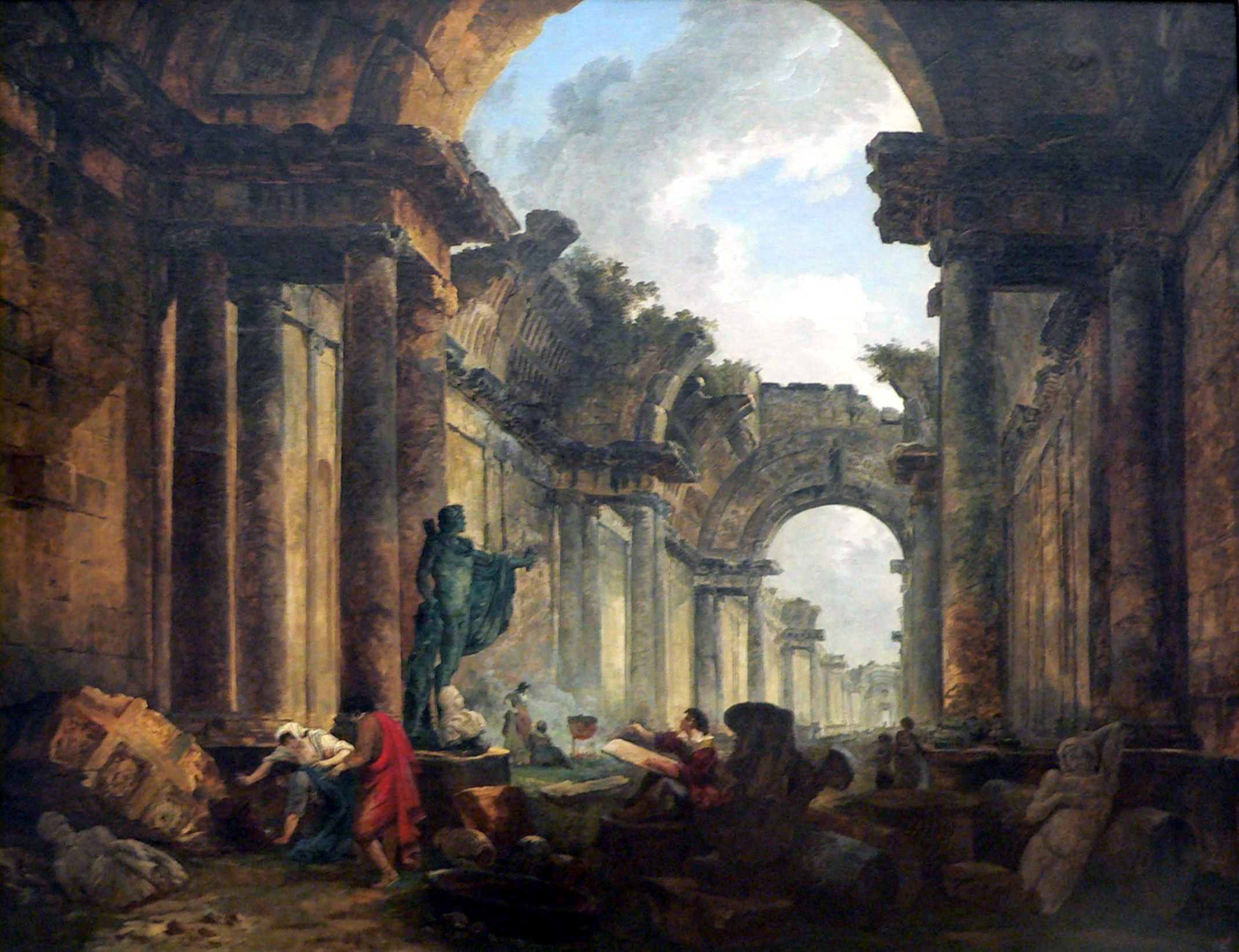 Imaginary View of the Grand Gallery of the Louvre in Ruins by Hubert Robert